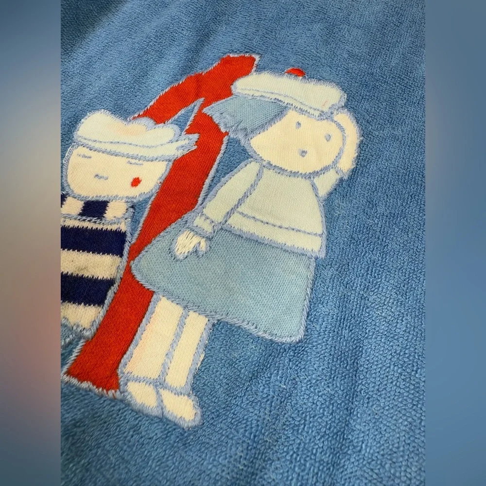 SAB' VINTAGE 80s Terrycloth Nautical Applique Sleeper Footie Pajamas‎ Size 6-12M
